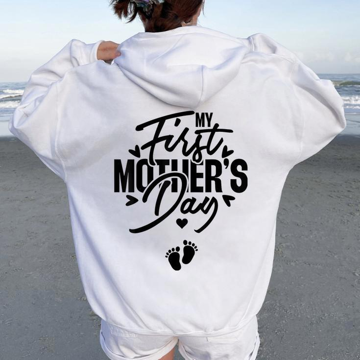 My First Pregnancy Announcement Mom To Be 2024 Women Oversized Hoodie Back Print