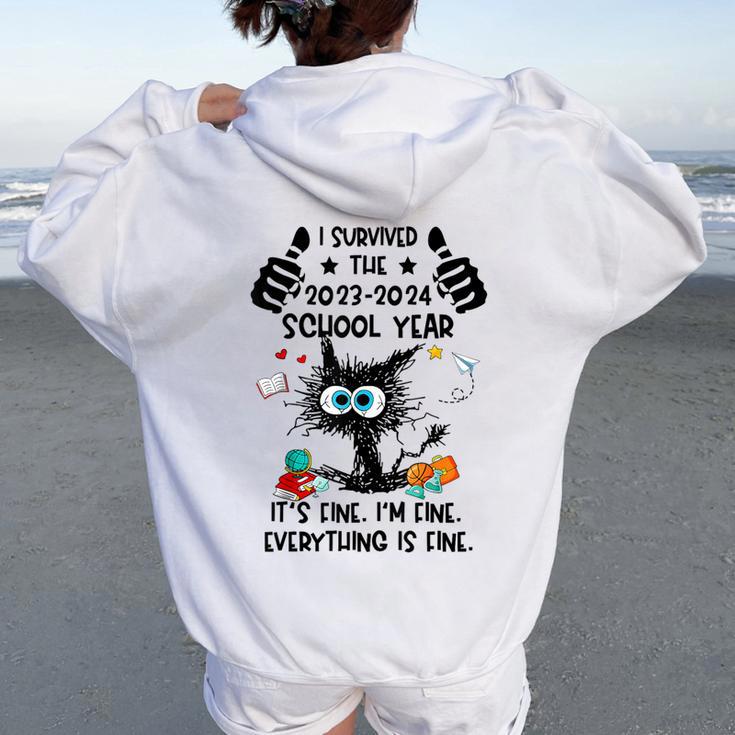 End Of Year School Survivor Last Day Of School Teacher Women Oversized Hoodie Back Print