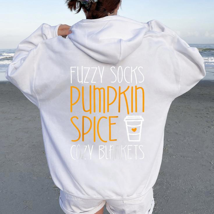 Fuzzy Socks Pumpkin Spice Cozy Blankets Fall Season Women Oversized Hoodie Back Print