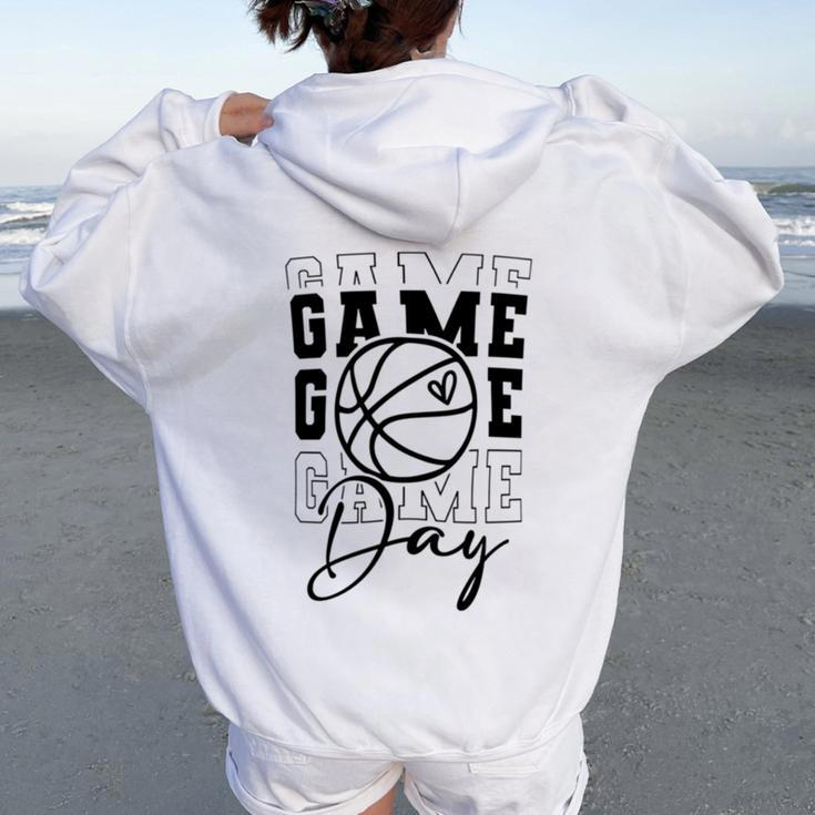 Game Day Sport Lover Basketball Mom Girl Women Oversized Hoodie Back Print