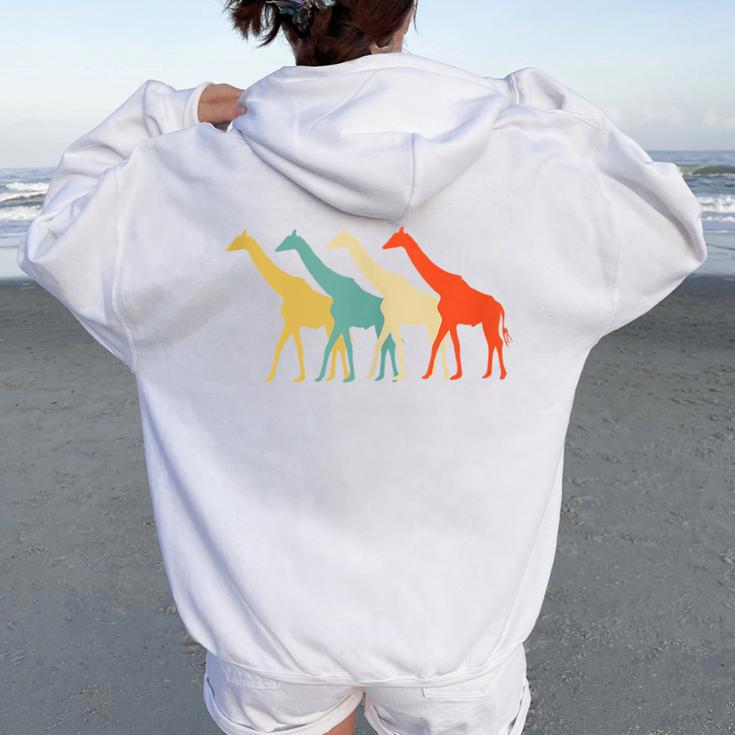 Giraffe Vintage Retro Idea For Cool Cute Women Oversized Hoodie Back Print