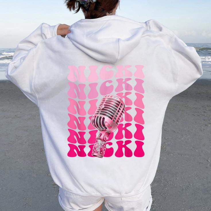Girl Retro Personalized Name Nicki I Love Nicki Vintage 80S Women Oversized Hoodie Back Print
