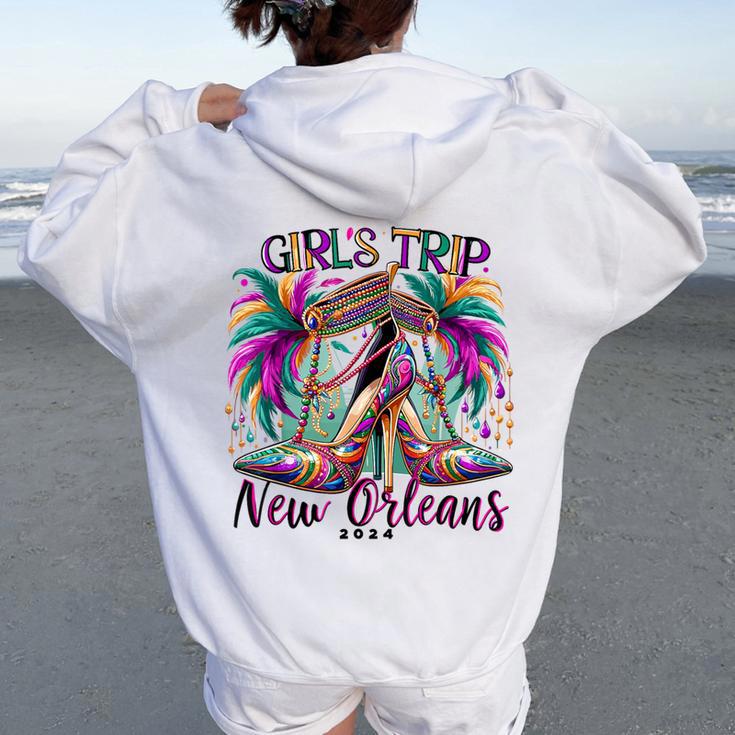 Girls Trip New Orleans 2024 Mardi Gras High Heels Women Oversized Hoodie Back Print