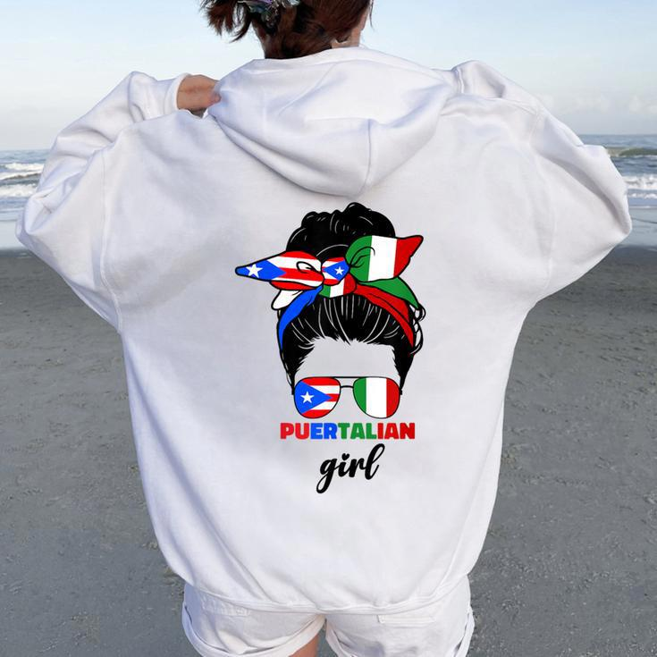 Half Italian And Puerto Rican Rico Italy Flag Girl For Women Women Oversized Hoodie Back Print