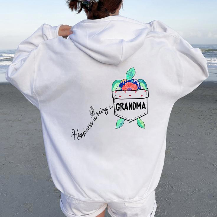 Happiness Is Being A Grandma Sea Turtle Ocean Animal Women Oversized Hoodie Back Print