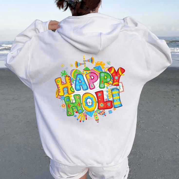Happy Holi T Festival Colors India Hindu Kid Women Oversized Hoodie Back Print