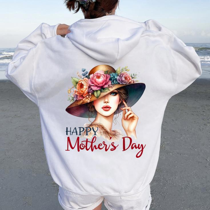 Happy Mother's Day Cute Floral Mom Mommy Grandma Womens Women Oversized Hoodie Back Print