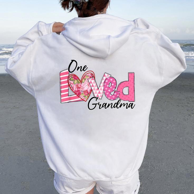 Heart One Loved Grandma Family Valentine's Day Womens Women Oversized Hoodie Back Print