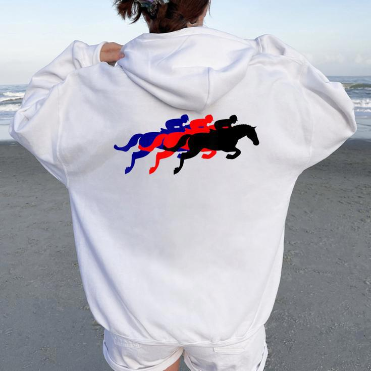 Horse Race Splechase Derby Racing Women Oversized Hoodie Back Print