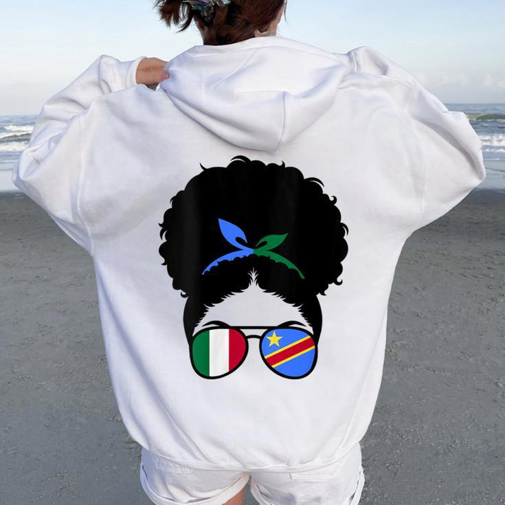 Italy And Dr Congo Mix Afro Hair Half Italian Half Congolese Women Oversized Hoodie Back Print