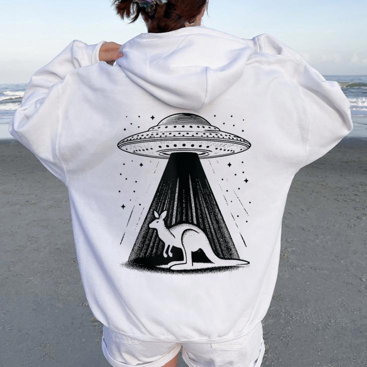 Kangaroo Dad Mom Lover Alien Ufo Women Oversized Hoodie Back Print