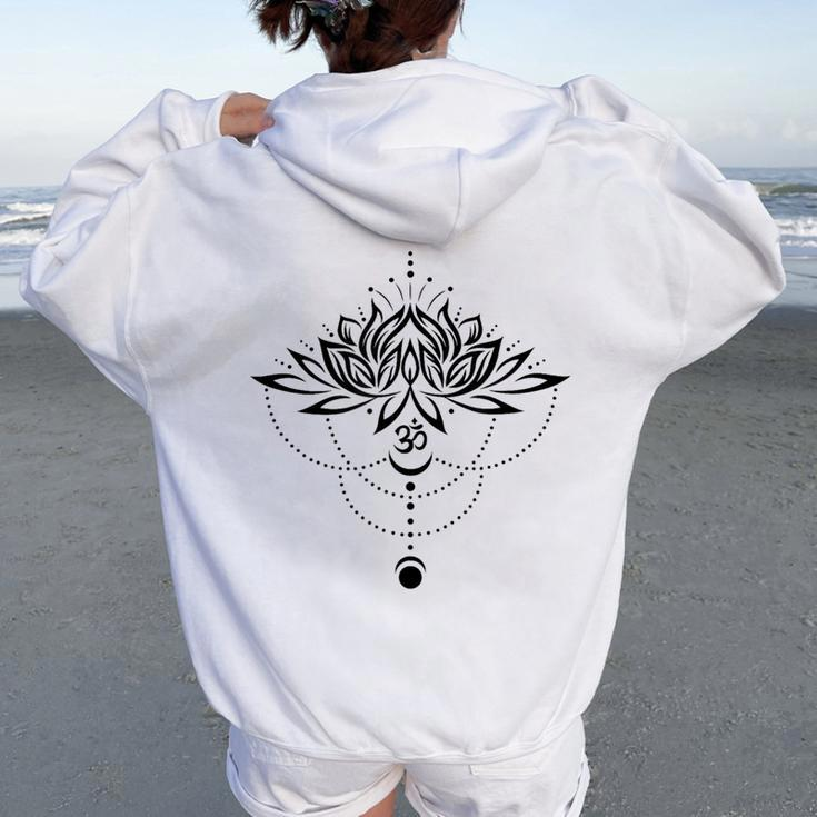Lotus Flower Om Symbol Moon Yoga Meditation Women Oversized Hoodie Back Print