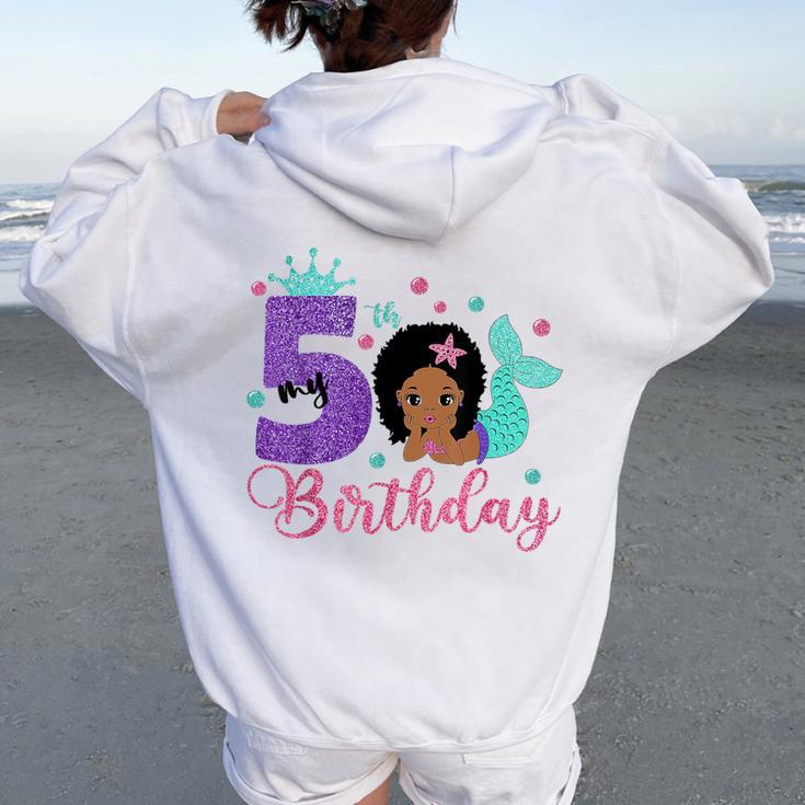 Mermaid Birthday Girl 5 Year Old Its My 5Th Birthday Mermaid Women Oversized Hoodie Back Print