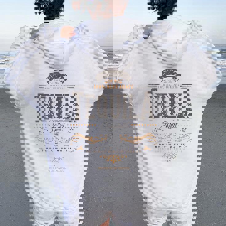 Mexican Tequila Cinco De Mayo Vintage Distressed Labell Women Oversized Hoodie Back Print