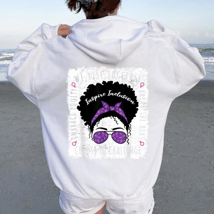 National Women's History Month 2024 History Month Messy Bun Women Oversized Hoodie Back Print