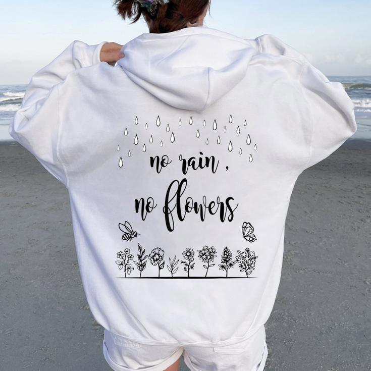 No Rain No Flowers Cute Womens Women Oversized Hoodie Back Print