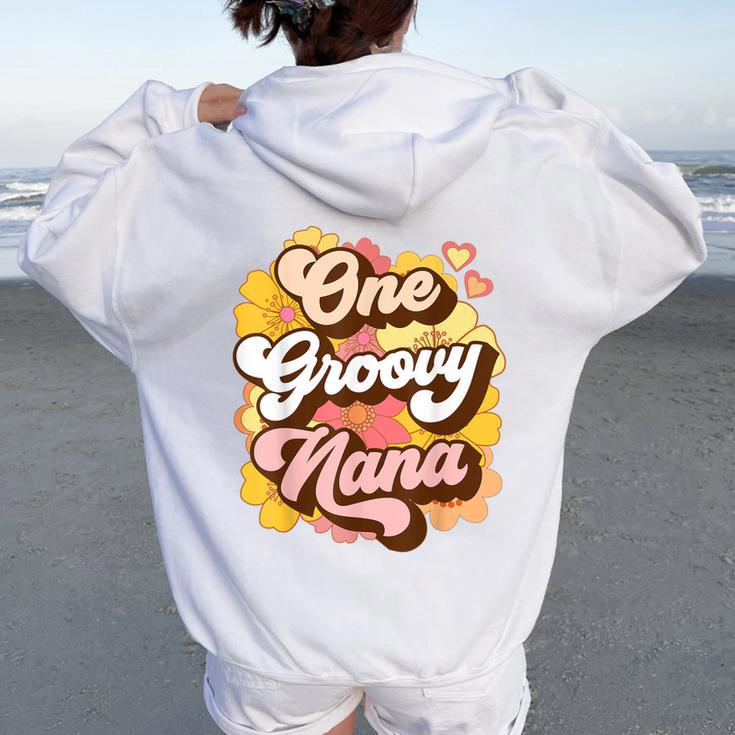 One Groovy Nana Grandma Floral Retro Womens Women Oversized Hoodie Back Print