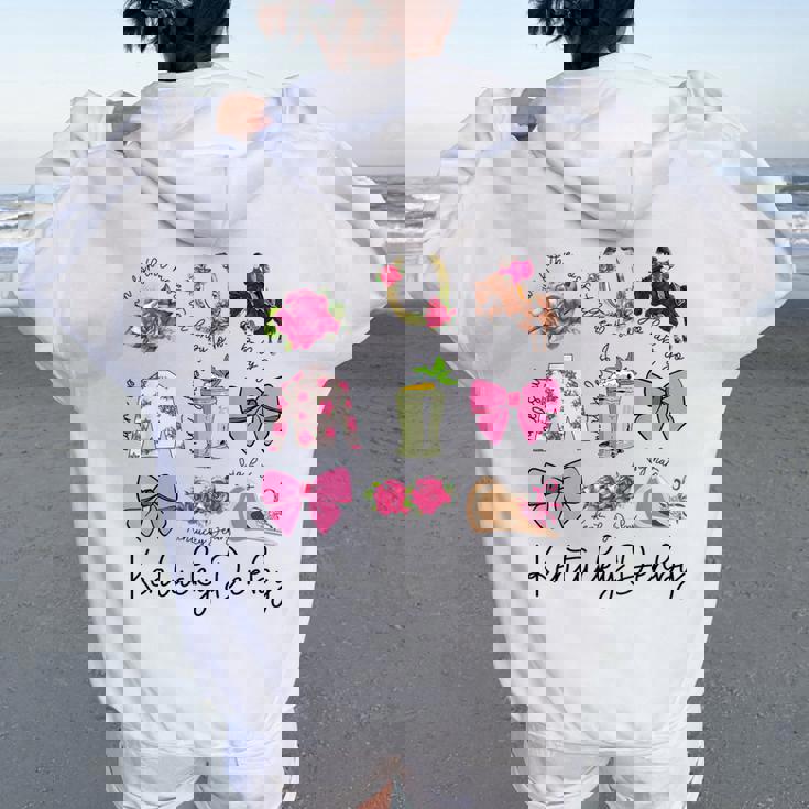 Pink Coquette Bow Derby Day Horse Racing 2024 Derby Women Oversized Hoodie Back Print