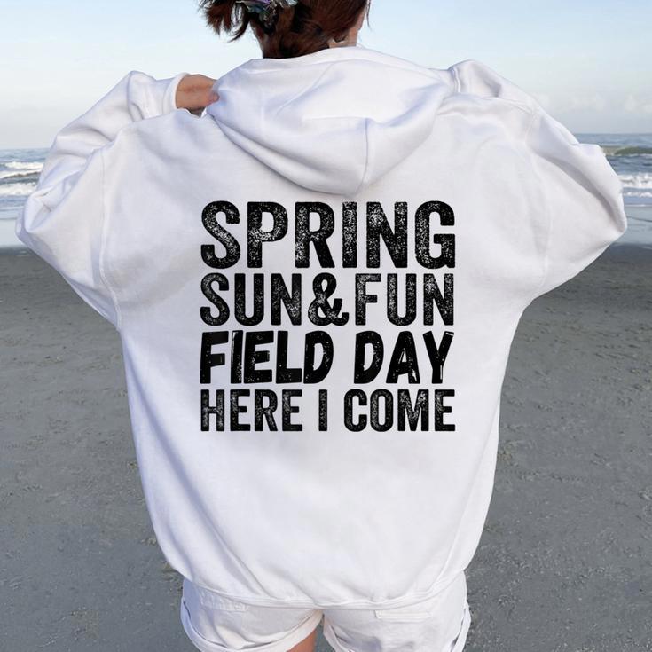 Pink Spring Fun Quote For And Teachers For Field Day Women Oversized Hoodie Back Print