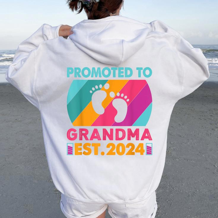 Promoted To Grandma 2024 Great Grandma 2024 Vintage Retro Women Oversized Hoodie Back Print
