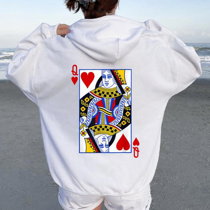 Queen Of Hearts Feminist For Playing Cards Women Oversized Hoodie Back Print