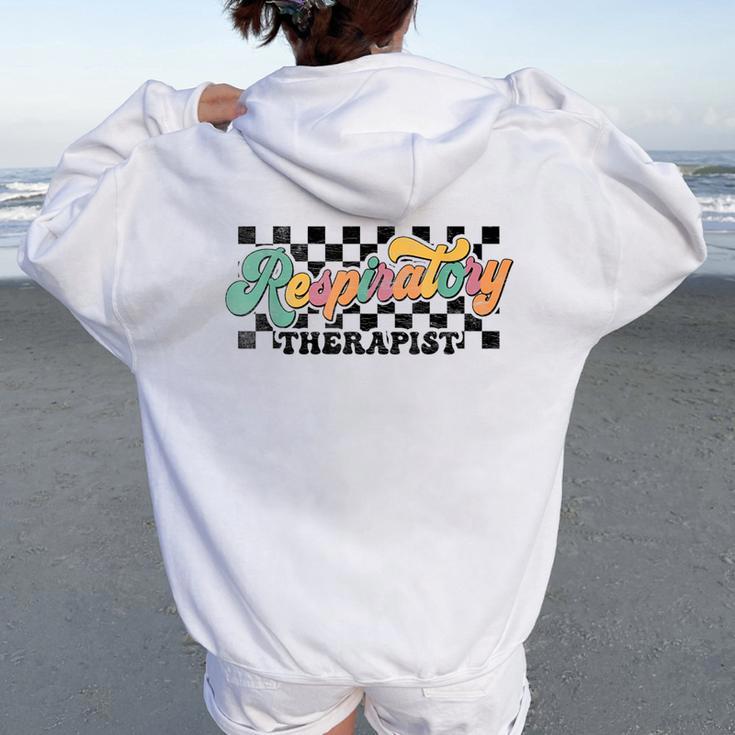 Respiratory Therapist Week Retro Checkered Vintage Women Oversized Hoodie Back Print