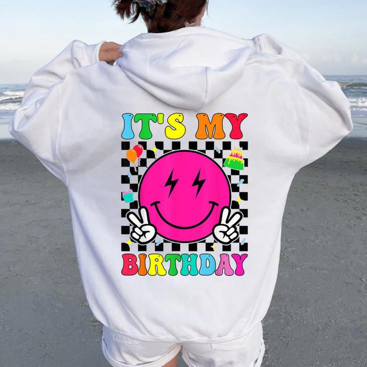 Retro Groovy It's My Birthday Boys Girls Kid Bday Women Oversized Hoodie Back Print