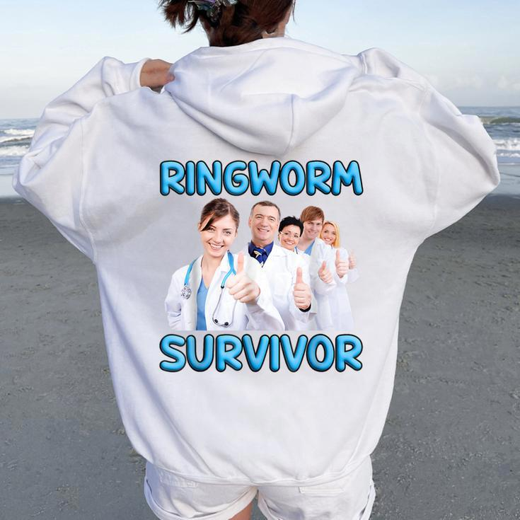 Ringworm Survivor Y2k Weird Ironic Sarcastic Satire Women Oversized Hoodie Back Print