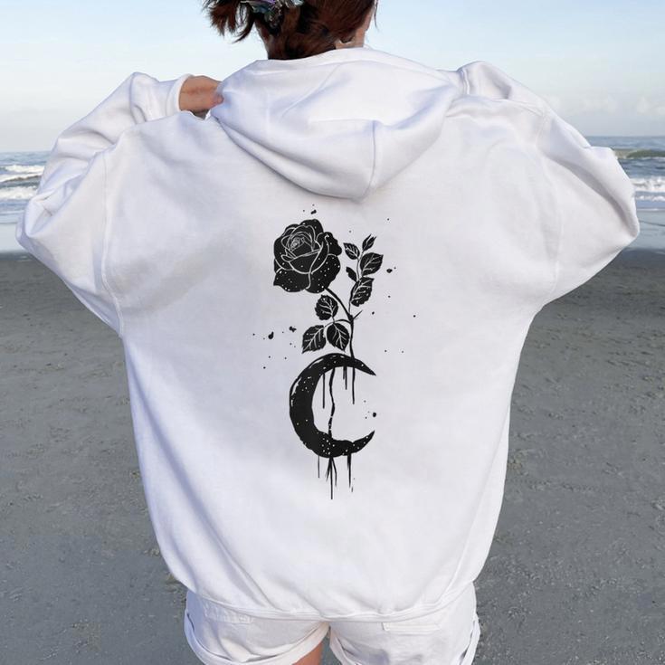 Rose Black Flower Roses Women Oversized Hoodie Back Print