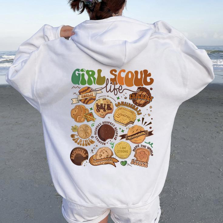 Scout Girl Cookie Dealer Girl Troop Leader Scout Dealer Women Oversized Hoodie Back Print