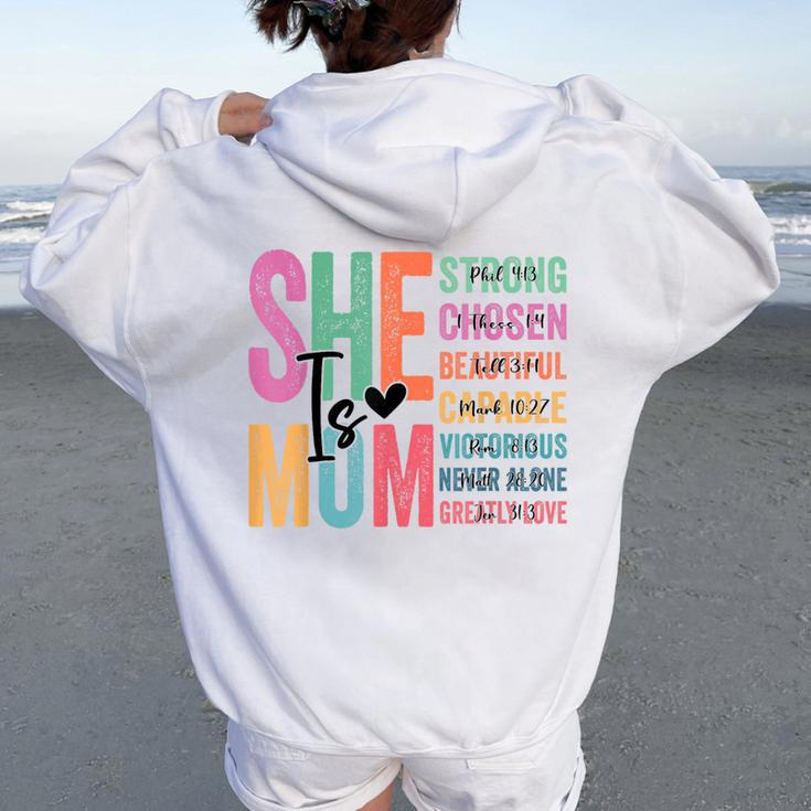 She Is Mom Strong Chosen Beautiful Capable Victorious Women Oversized Hoodie Back Print