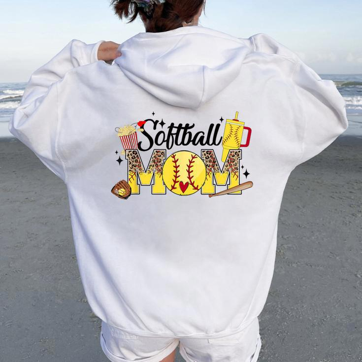 Softball Mom Game Day Vibes Softball Mama Women Oversized Hoodie Back Print