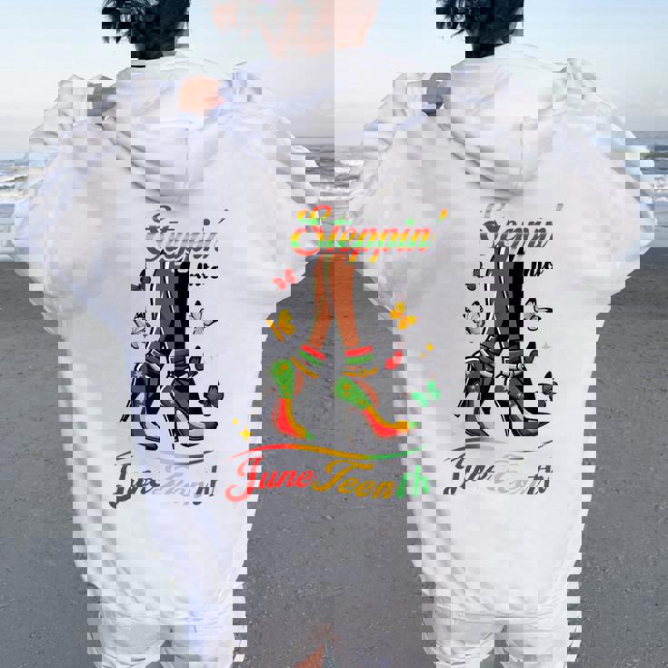 Stepping Into Junenth Like My Ancestors High Heel Women Women Oversized Hoodie Back Print