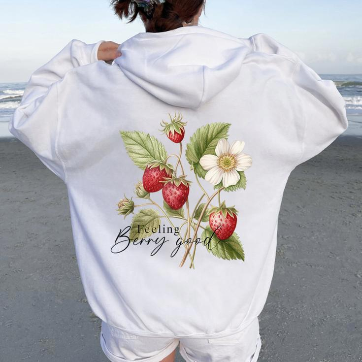 Summer Flower Strawberries Nature Lover Floral Wildflower Women Oversized Hoodie Back Print