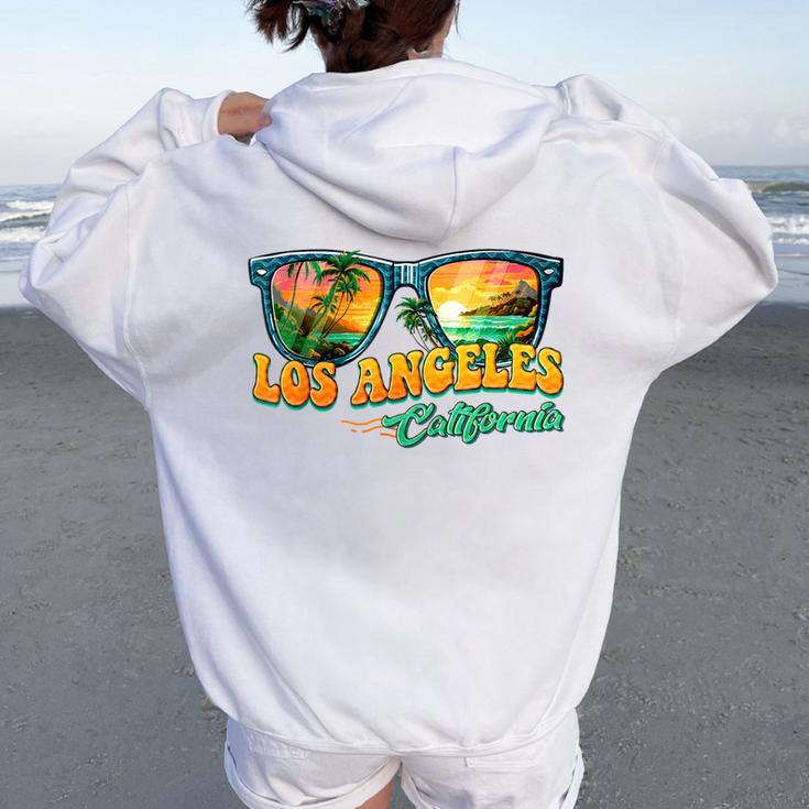 Summer Vacation Sunglasses Los Angeles California Women Women Oversized Hoodie Back Print