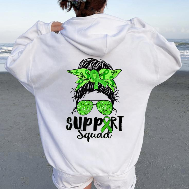 Support Squad Messy Bun Green Ribbon Mental Health Awareness Women Oversized Hoodie Back Print