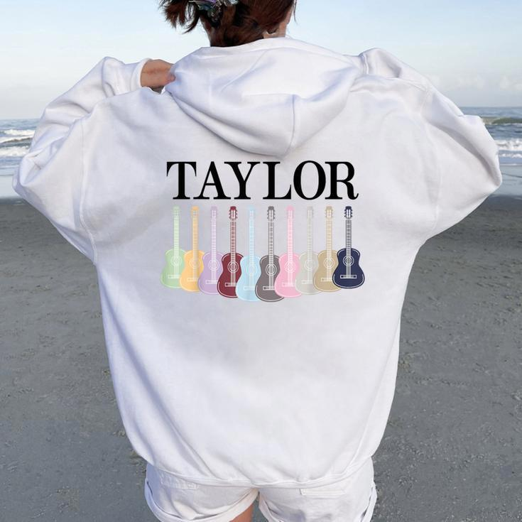 Taylor Name Personalized I Love Taylor Girl Groovy 70'S Women Oversized Hoodie Back Print