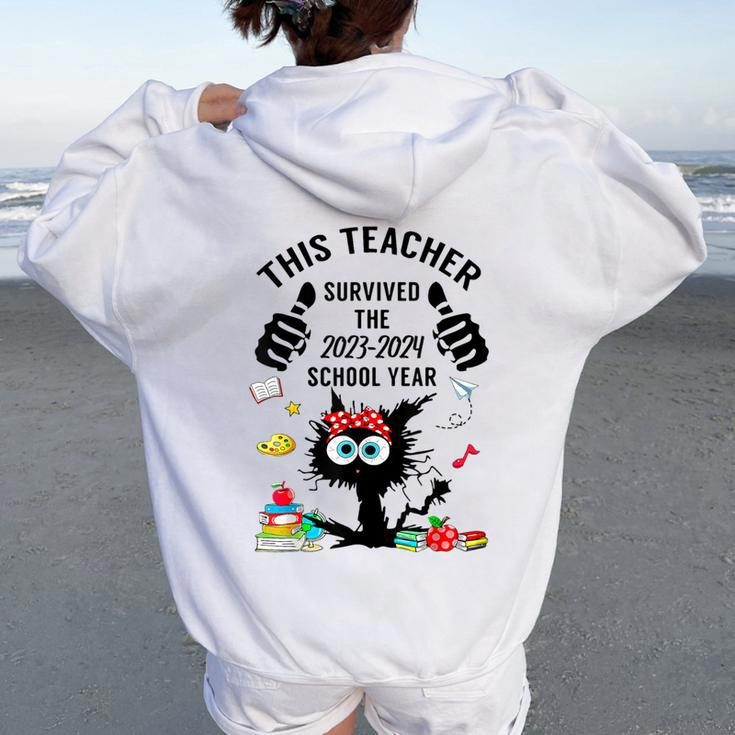 This Teacher Survived 2024 School Year Teacher Graduation Women Oversized Hoodie Back Print