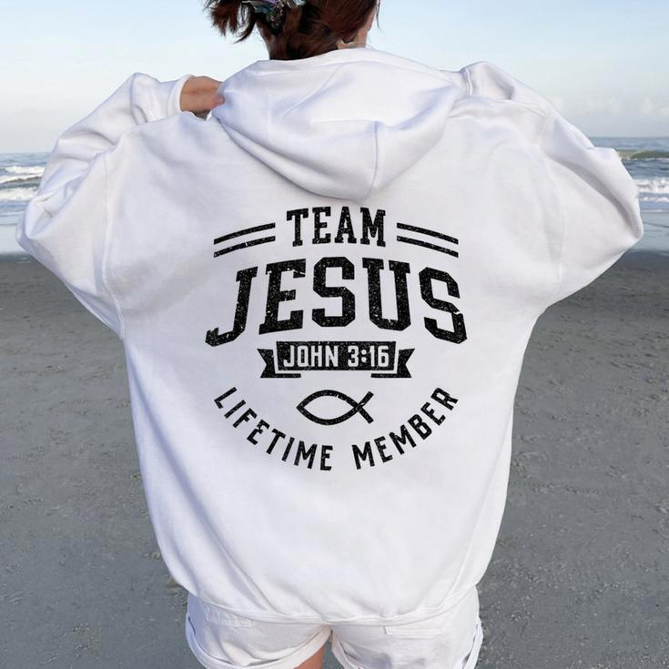 Team Jesus Christian Faith Religious Women Women Oversized Hoodie Back Print