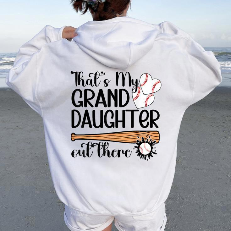 That's My Granddaughter Out There Softball Grandma Women Oversized Hoodie Back Print
