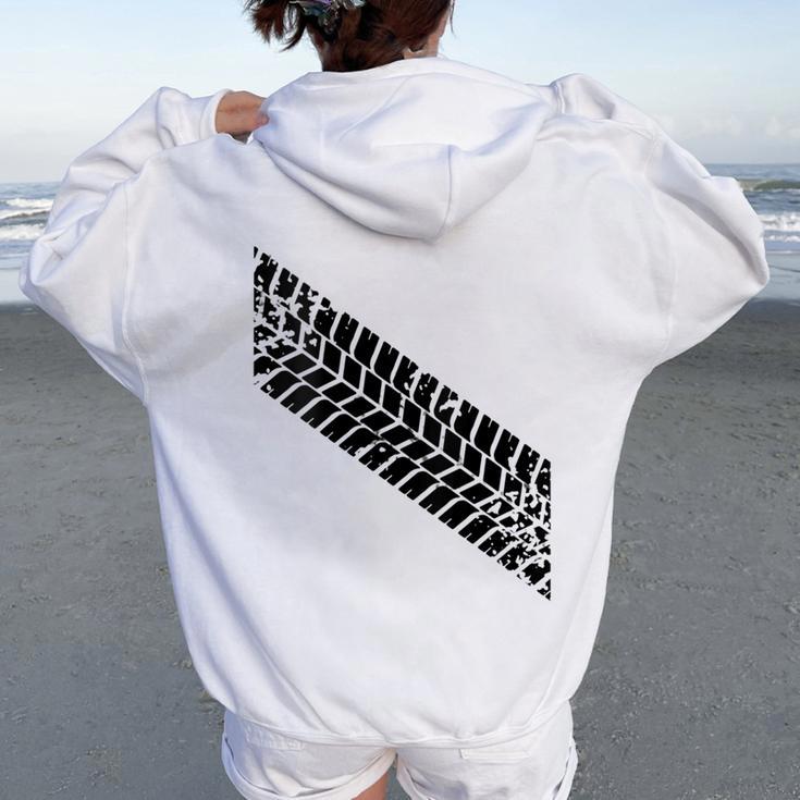 Tire Tread Mark Skid Tyre Women Oversized Hoodie Back Print