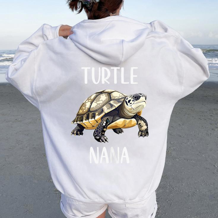 Turtle Nana Animals Lover Grandma Women Oversized Hoodie Back Print