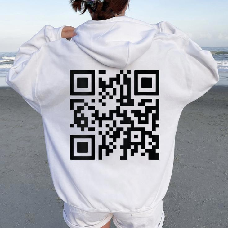 Unique Qr-Code With Humorous Hidden Message Women Oversized Hoodie Back Print