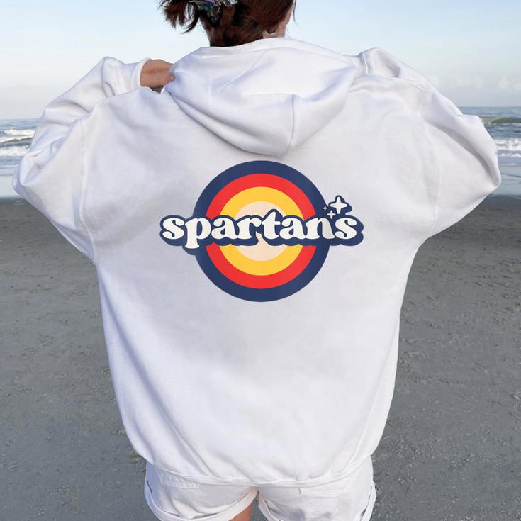 Vintage Spartans High School Spirit Go Spartans Pride Women Oversized Hoodie Back Print