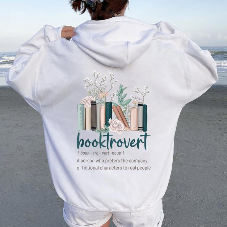 Wildflower Booktrovert Definition Book Lover Bookish Library Women Oversized Hoodie Back Print