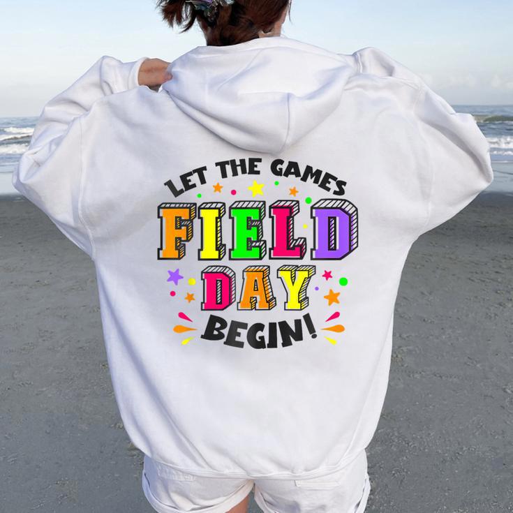 Yellow Field Day Let Games Start Begin Kid Boy Girl Teacher Women Oversized Hoodie Back Print