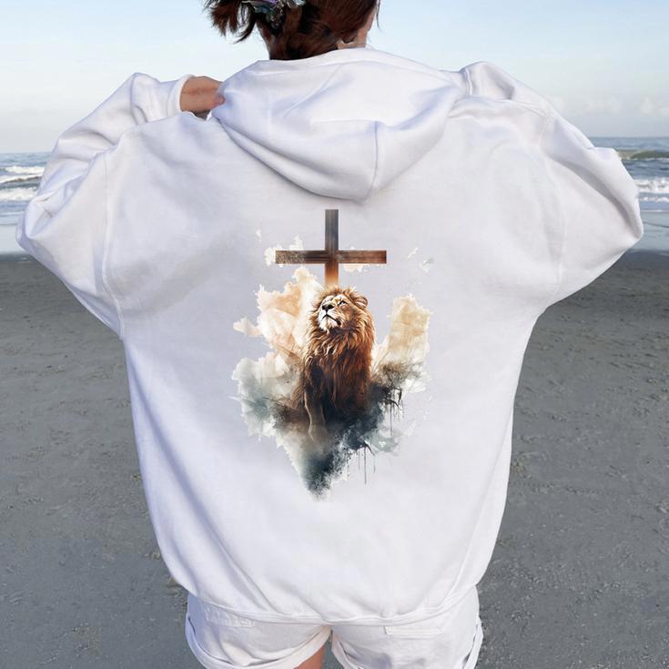 Yeshua Lion Of Judah Christian Faith Women Oversized Hoodie Back Print