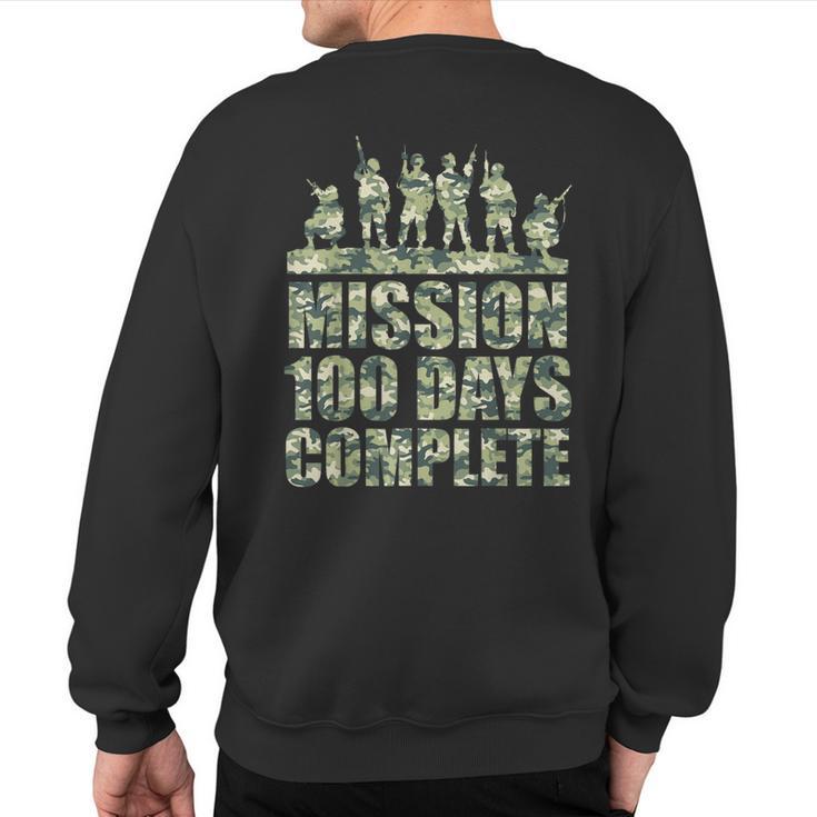 100Th Day Of School Army Military Boys Camo Green Sweatshirt Back Print