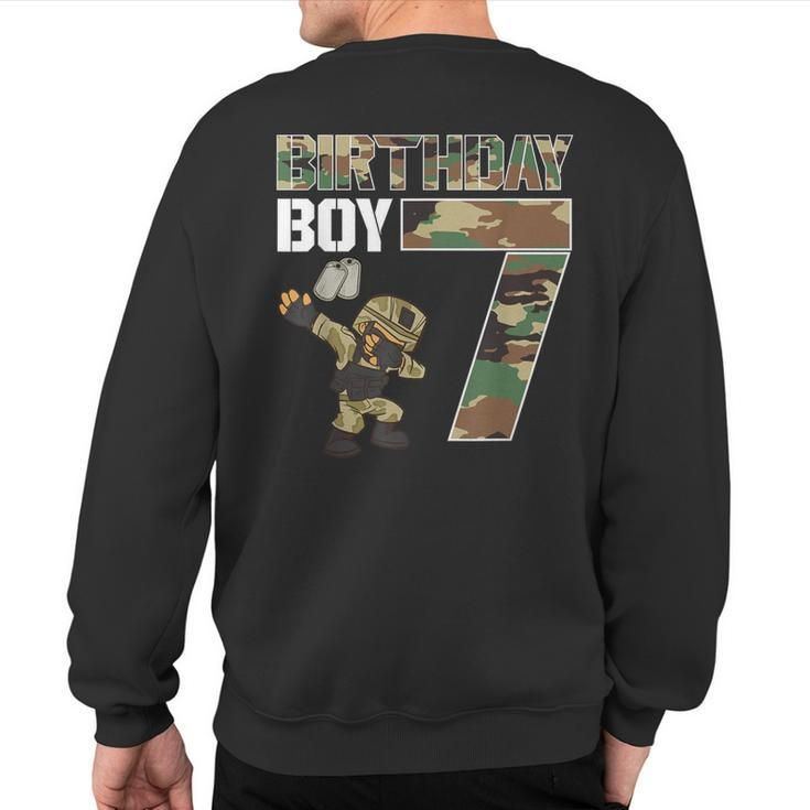 7 Year Old Boy Military Army 7Th Birthday Boy Sweatshirt Back Print