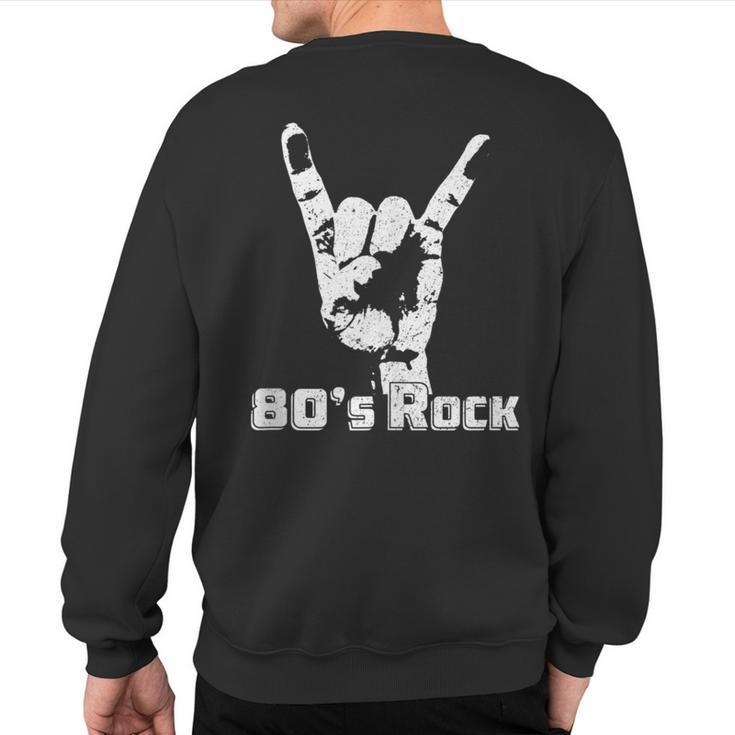 80S Rock N Roll Band Hand Horns Vintage Style Sweatshirt Back Print